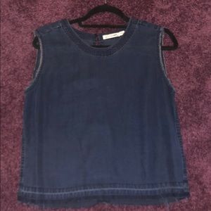 Rag&Bone/ Jean dark blue denim tank with frays